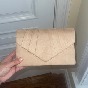 Women's Evening Handbag Pleated Suede/Velvet Clutch Bag Beige/Nude